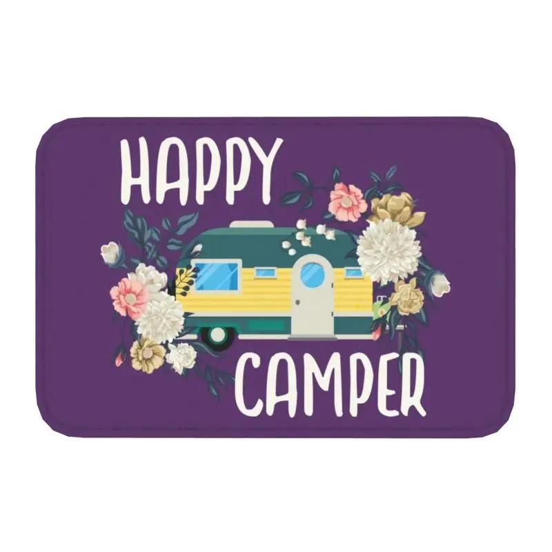 Personalized Happy Camper Doormat Mat Anti-Slip Camping Life Bathroom Kitchen Toilet Rug Carpet 40*60cm