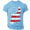 Men’s Short Sleeve Crew Neck T Shirt with Distressed Flag Print 776–2026 Graphic for Everyday Wear