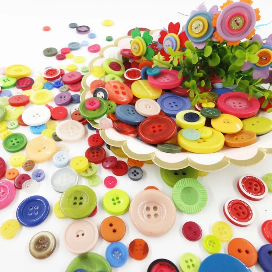 240 Stück Kleine runde Knöpfe Bunte handgefertigte Kunstschöpfungszubehör Bastelbedarf Nähen Kleidung DIY Malutensilien XJM