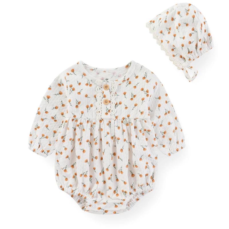 Fashion Sweet Baby Girls Bodysuit +Headband Soft Cute Newborn Girl Clothes