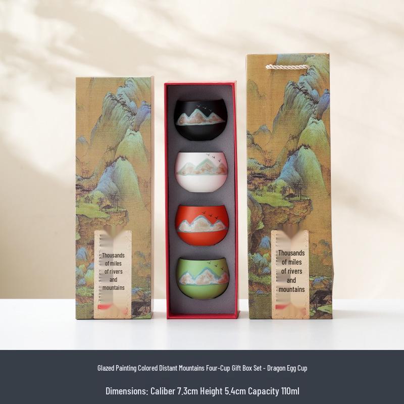 Ceramic Mastery Hand-Painted Retro Teacup - Chinese Style Gift with Custom Logo Packaging