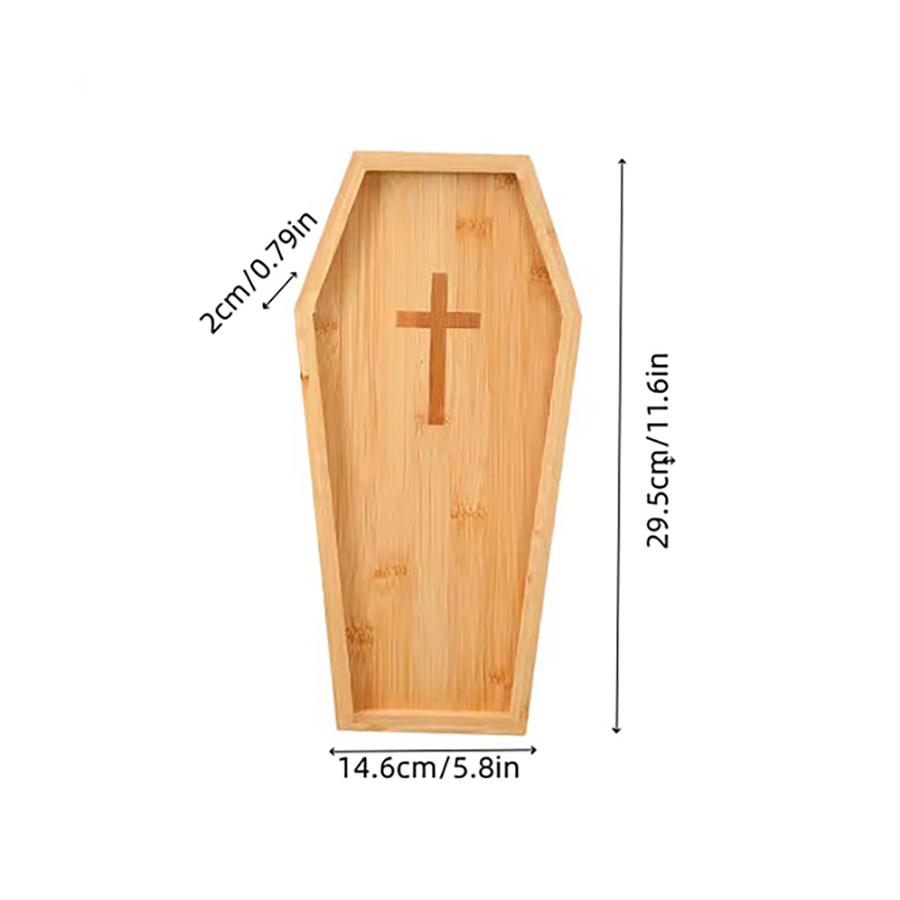 Halloween Wood Serving Platters Pumpkin and Coffin Shaped Serving Tray Halloween Wooden Charcuterie Boards Snack Dish Plates