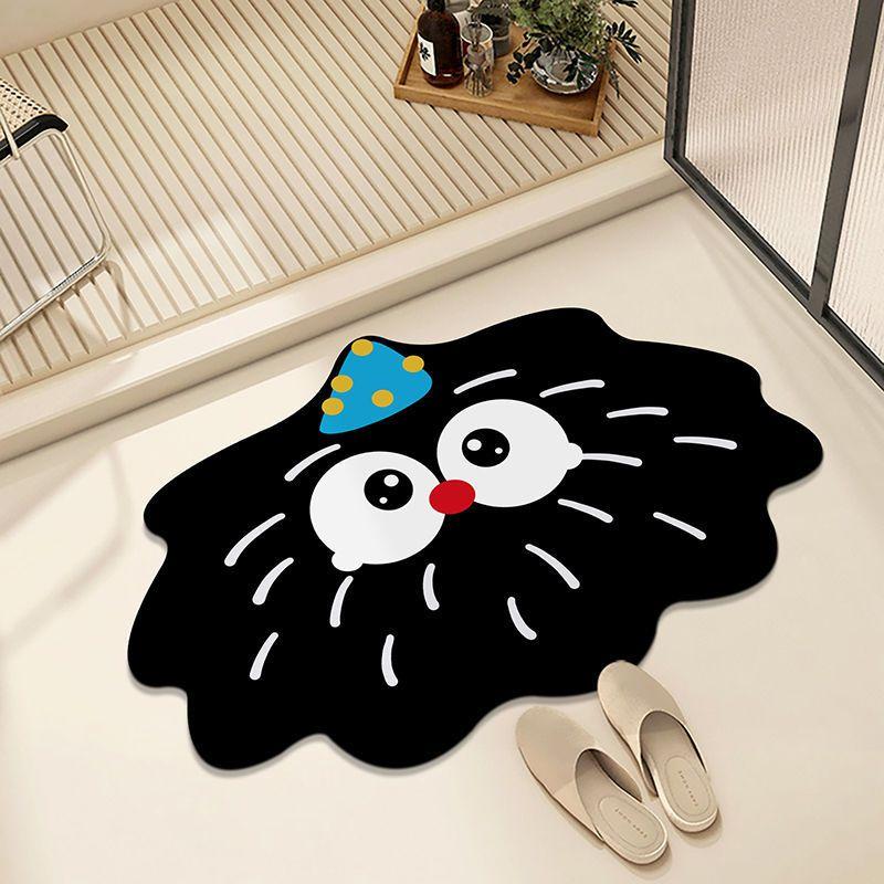 Kieselgur niedlicher Ausdruck Fußmatte Cartoon Badezimmer Wasseraufnahme rutschfest Öleintritt Toilette Fußmatte Badematte 40x60cm15.7x23.6in