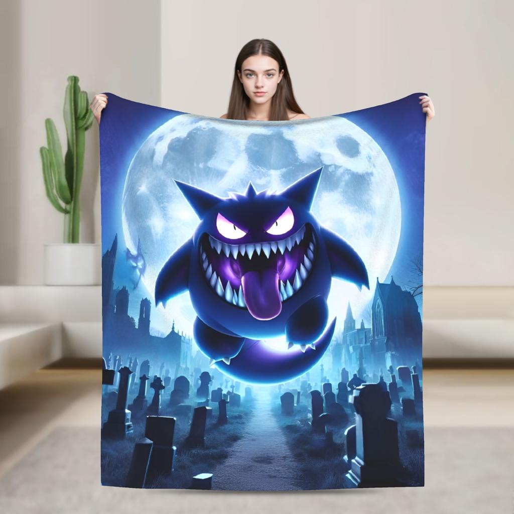 Gengar Cartoon  Blanket  Super Warm Street Trend Plush Throw Blanket For Home Decor Decorative Flannel Bedspread Bed Cover