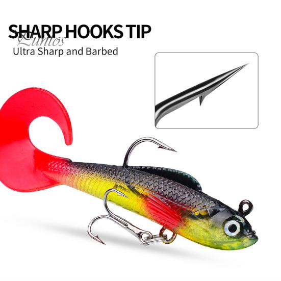 Vivid Fishing Bait 8.5cm/8.7g Soft Lure Simulation Design Pre-Rigged Jig Head Swimbaits 3D Eyes Fake Paddle Tail Swim Saltwater Freshwater Trout Sharp