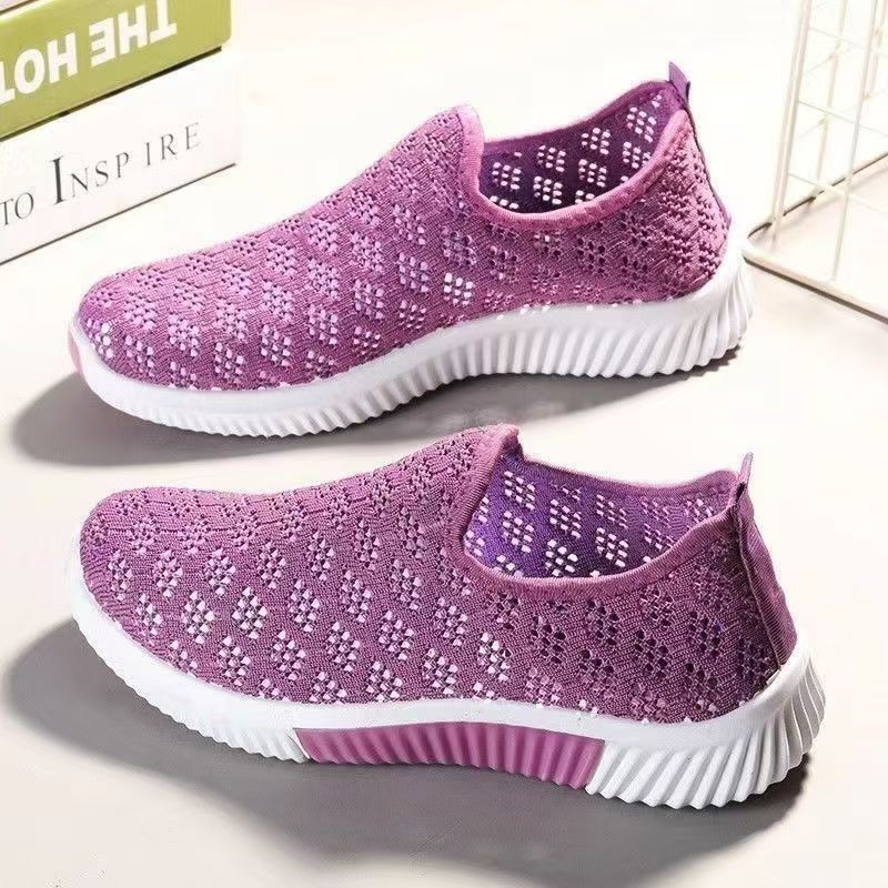 Fashion Cloth Shoes Women's Shoes Summer New Fashion Mesh Breathable Casual Shoes Soft Sole Anti Slip Wear-resistant Flat Sports Shoes