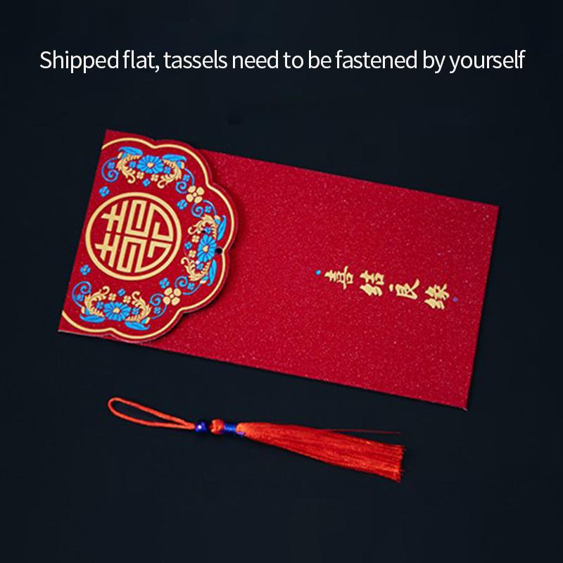 Chinese Style Red Envelope Wedding New Year Red Packet Spring Festival Lucky Money Bag Gilding Tassel Red Paper Bag Gift 2025