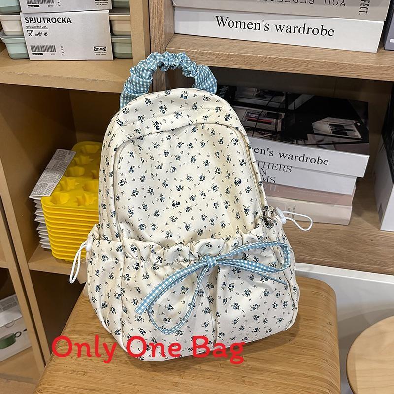 Nylon Floral Backpack For Teens With Drawstring Design For Teen Girls Daily Carry