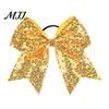Festival Hair Decorations Sequins Bows, Elastic Tie, Large Cheerleading Bands for Girls Band Ponytail Holder, Glitter Scrunchies Women Teens