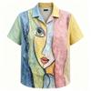 Summer Funny Abstract Face Printing Shirt Hawaiian Beach Vacation Clothing Women's Fashion Street Style Shirt Daily Men's and Women's Shirt