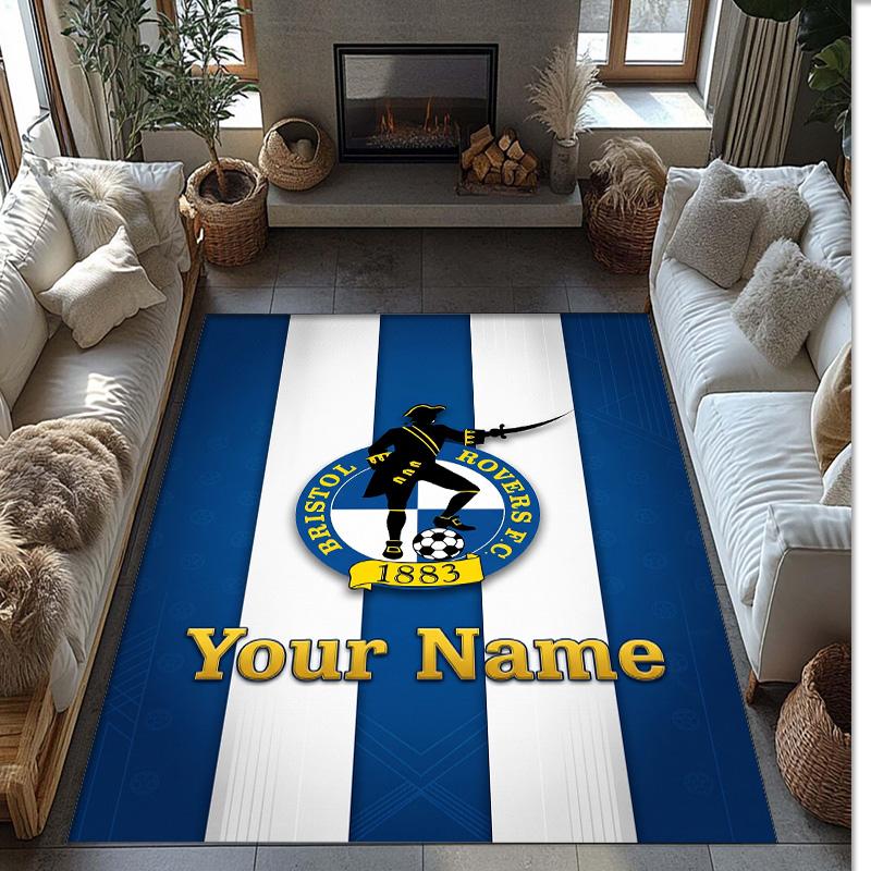 Bristol Rovers Printed Crystal Velvet Rug Non‑Slip Crystal Velvet Carpet For Sofa Bedroom Indoor Home Decoration