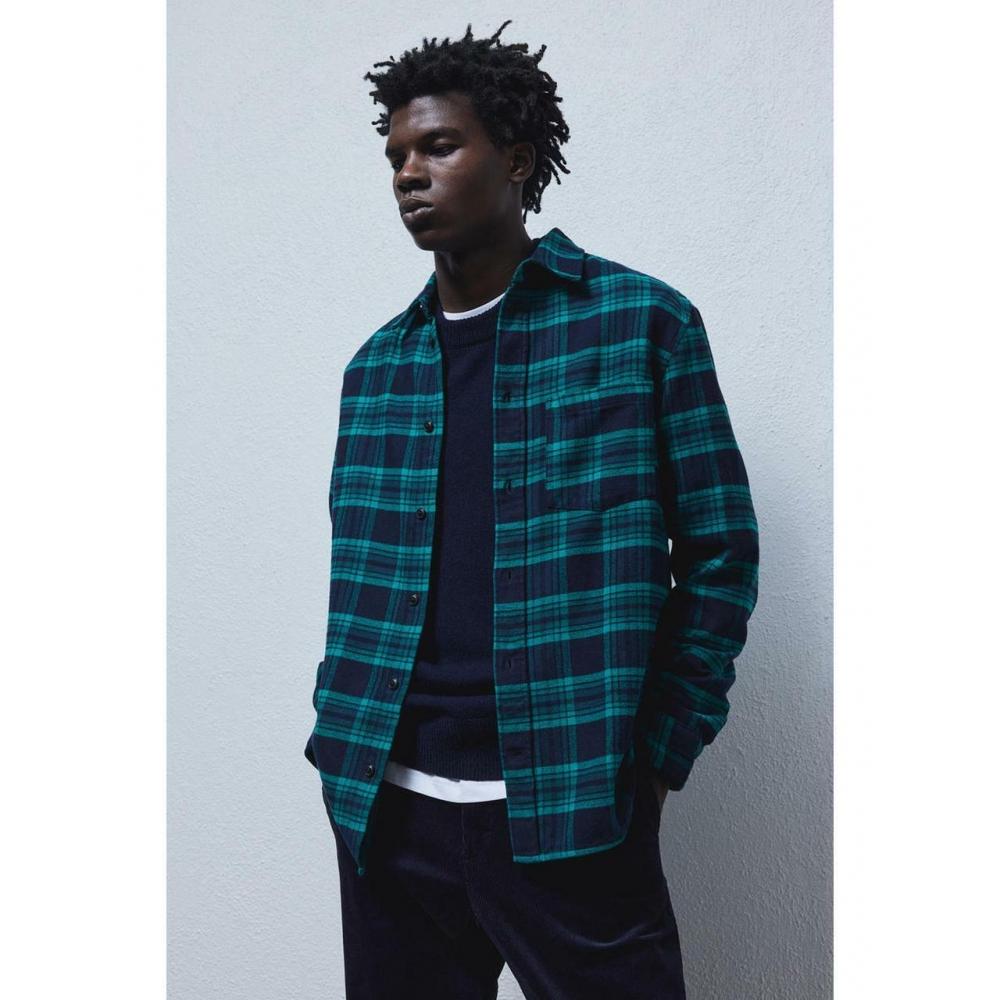 

H&M regular fit flannel shirt dark blue check 1196862002