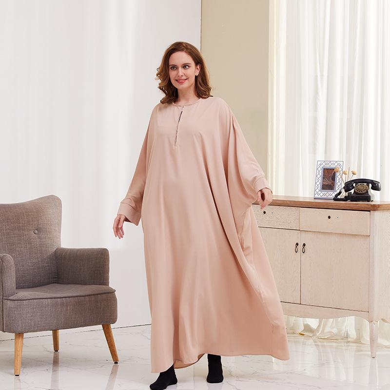 Big Swing Batwing Sleeve Solid Color Muslim Dress XG2056