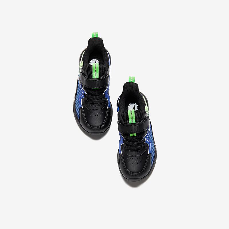 Anta Kids Synthetic Leather Fashion Versatile Lightweight Shock Absorbing Low Top Running Shoes Kids sneaker Black Blue Green A12449970N-2