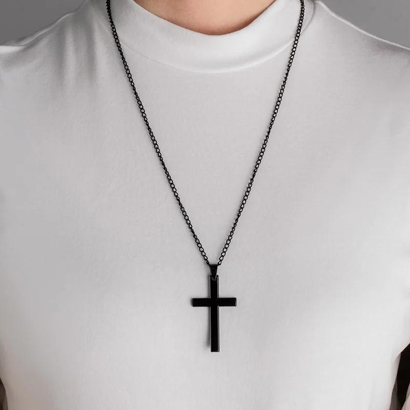 Vintage Gothic Pendant Cross Necklace Cool Street Style Punk Jewelry for Men Women Black Chain Accessories Decoration Wholesale
