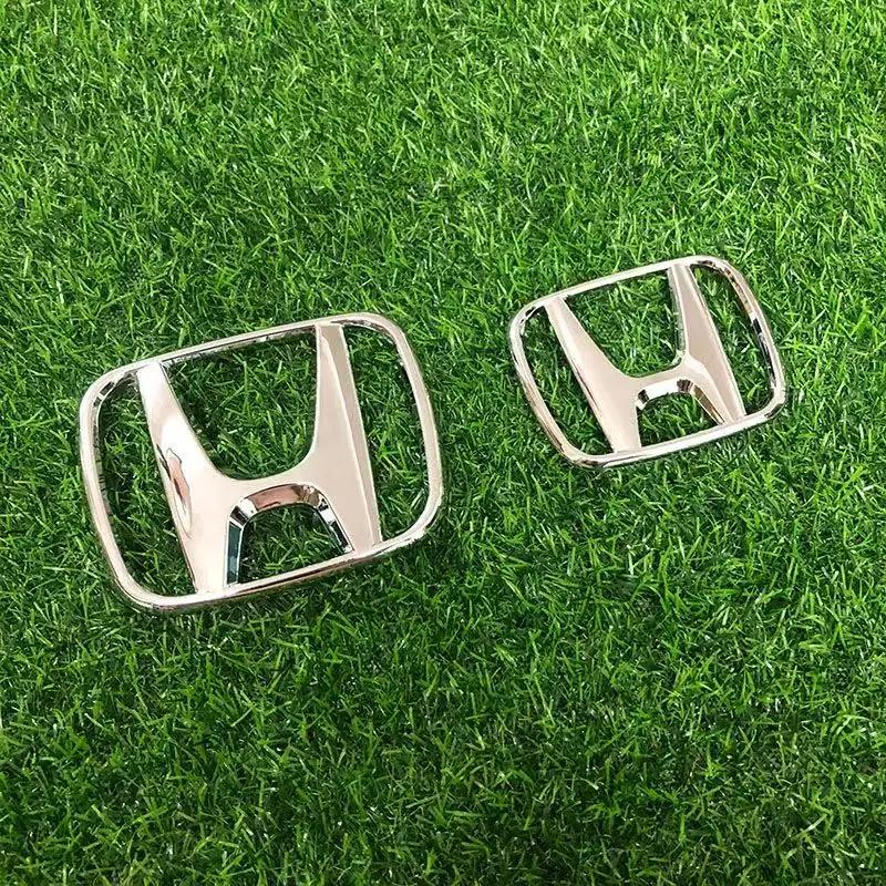 

1Pcs For Honda H Civic Black Silver badge Suitable Odyssey Spirit City Jade Car Design Front Grille Luggage Compartment Sticker 50mm