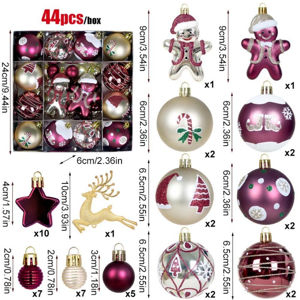 Plastic Christmas Ball Pendant Round Ball Colored Ball Christmas Tree Decoration Painted Christmas Party Decoration