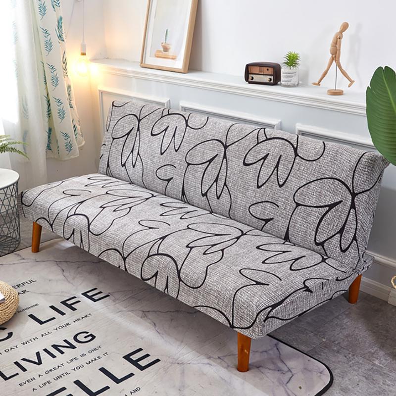 Meijuner Printed Sofa Bed Cover Universal Size Armless Sofa Bed Covers Tight Wrap Slip-resistant Elastic Stretch Slipcovers