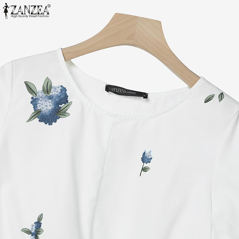 ZANZEA Women Short Sleeve Print Blouse and Shorts Summer Two Piece Suit Sets
