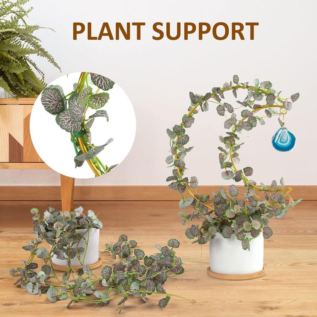 2PCS Small Crescent Moon Plant Trellis, Metal Mini Hoya Support for Indoor Potted Houseplants, Climber with Healing Agate for Hoya Vine Pothos Ivy