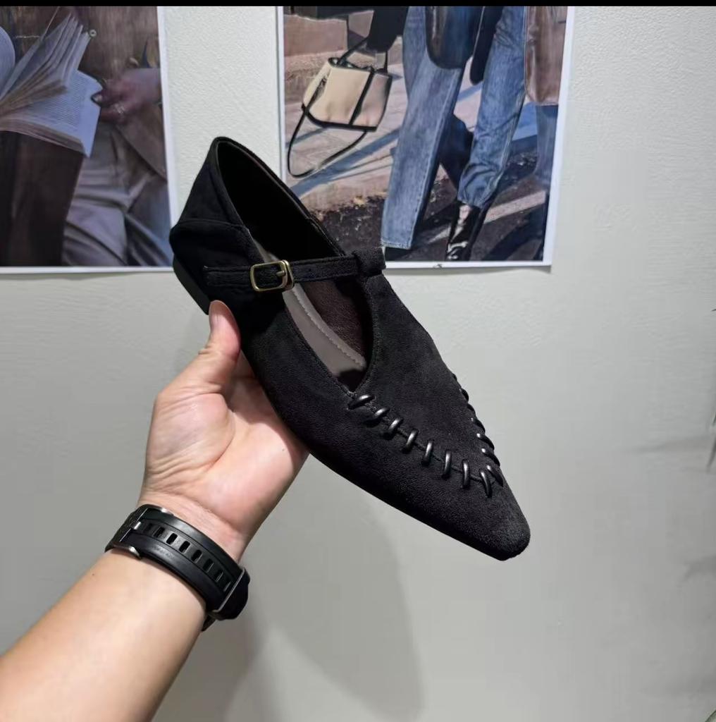 French British Style Women's Shoes Suede Mary Jane Shoes 2025 Autumn and Winter New Soft-soled Shoes Retro Single Shoes Flat Shoes