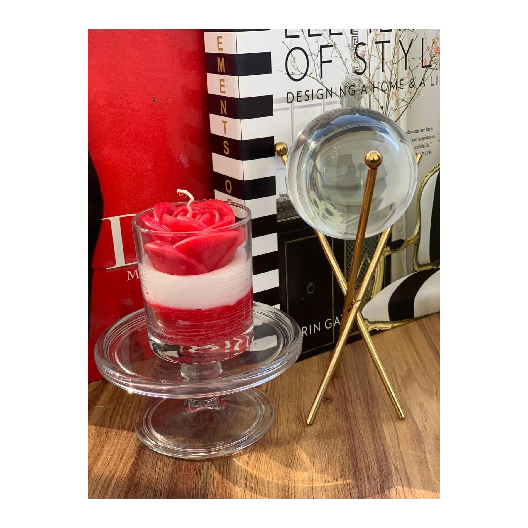 

FLQUE Rose Decorated Scented Colorful Glass Candle