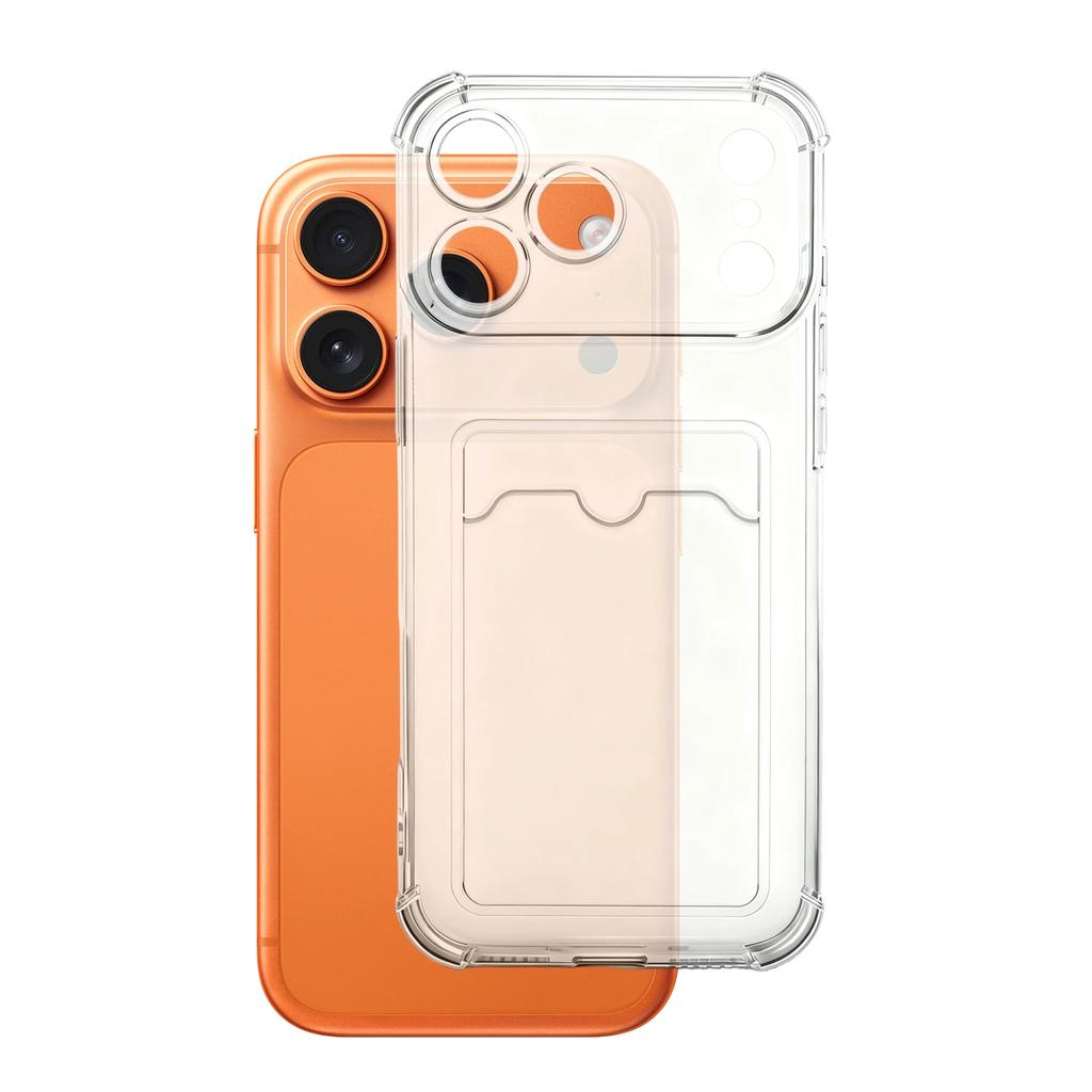 For IPhone 17 Phone Case with Card Holder Thin Lightweight Transparent Phone Covers with Credit Card Slot for IPhone 17 ProMax