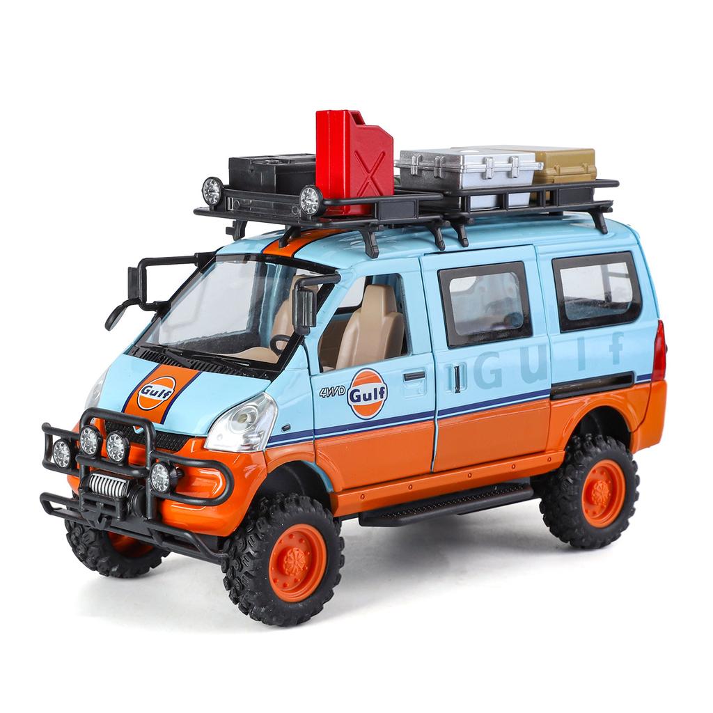 1/24 WuLing VAN Off-Road Vehicle Alloy Muscle Car Model Sound and Light Pull Back Children's Toy Collectibles Birthday Gift