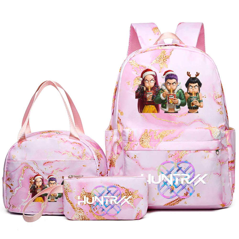 3Pcs/set Christmas Kpop Printed Backpack Handbag Pencil Case for Teenager Student Girl Boy Bookbag Schoolbag Women Large Capacity Travel Bag Kid Gift