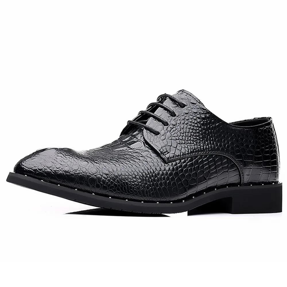 Men's 2025 Dress Leather Shoes Lace-Up Wedding Party Shoes Mens Business Office Oxfords Flats Plus Size Men Fashion
