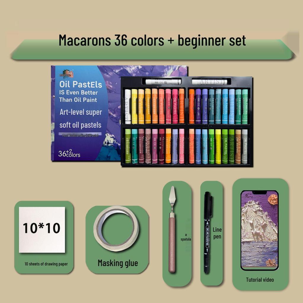 48-Color Super Soft Oil Pastels Set with Scraper - Child's Painting Kit