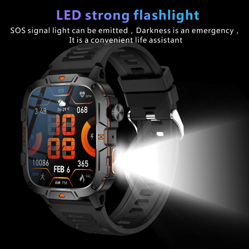 2025 New Military Grade Smart Watch Men 1.96" AMOLED Screen 5ATM Waterproof Sports Fitness Tracker BT Call Smartwatch For Xiaomi