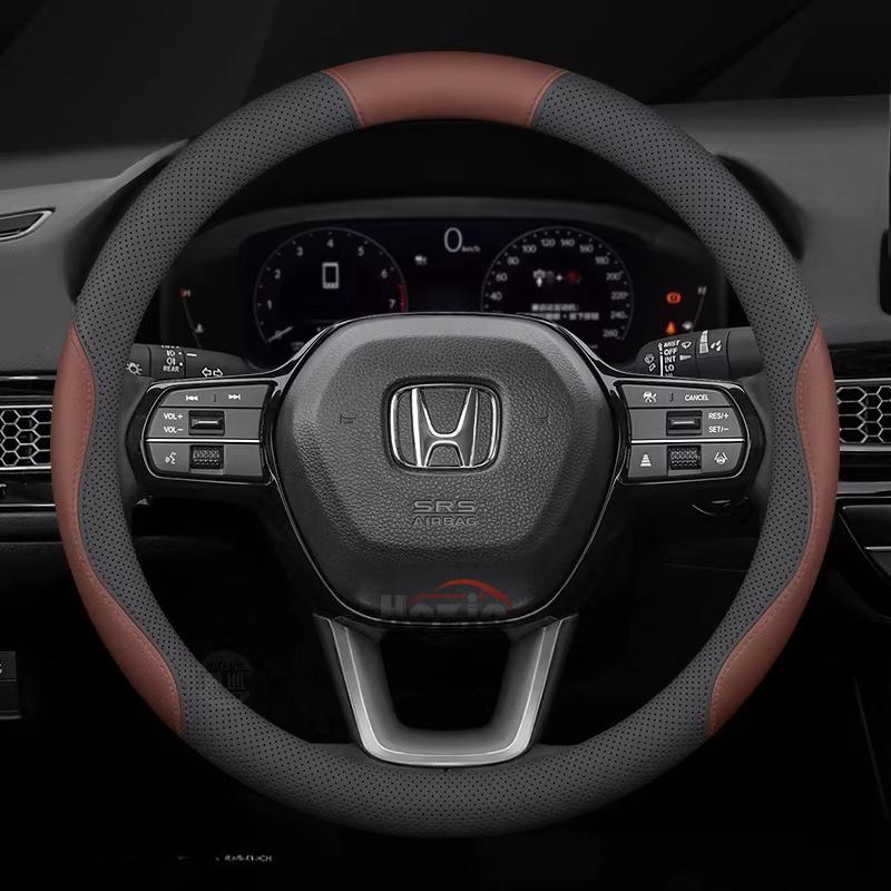 AAAKM1 Leather Car Steering Wheel Cover for Honda HRV CRV Civic City Passport Accord CRZ 2022 2023 2024 2025 2026 Interior Accessories