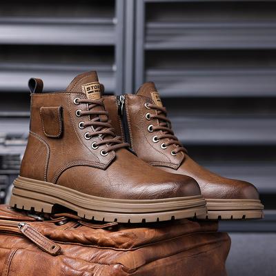 Winter Baumwollstiefel Martin Stiefel Herren Retro-Stil High-Top Baumwollschuhe Herren Samt Lederschuhe warme Schneestiefel