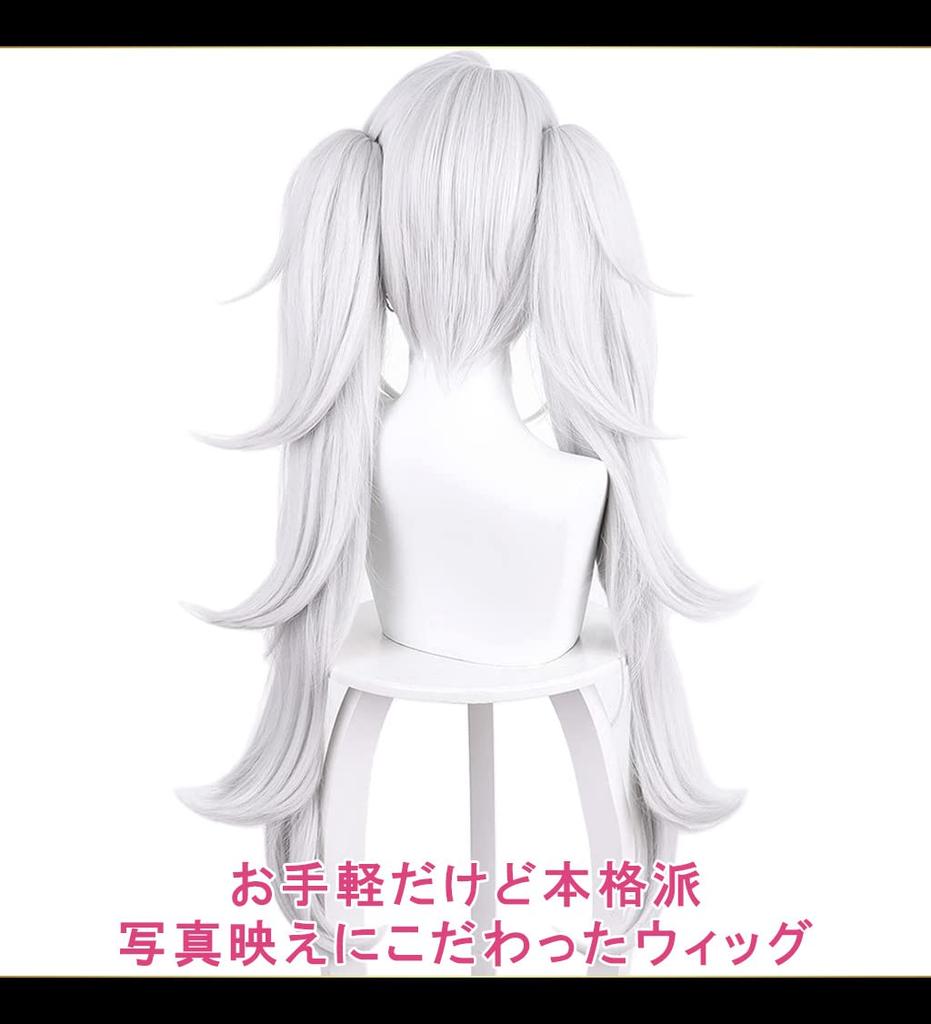 CaseEden Cosplay Long with Silver Includes 2 Wig Nets Wig, Twintails, 80cm, Bun, Heat-Resistant, Hair,