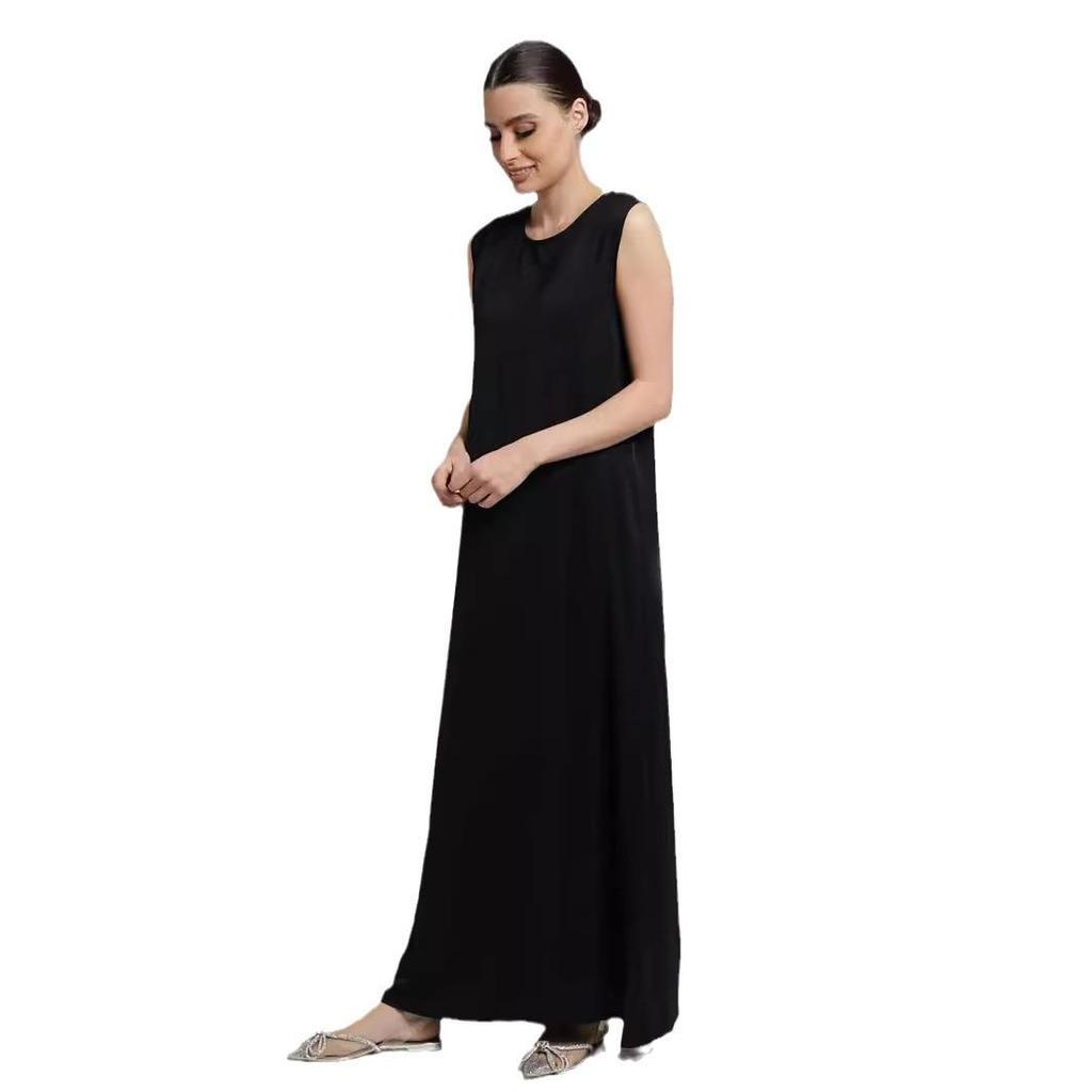 M269# Muslim Women's Sleeveless Abaya Base Layer Vest Dress - Loose, Casual, Long