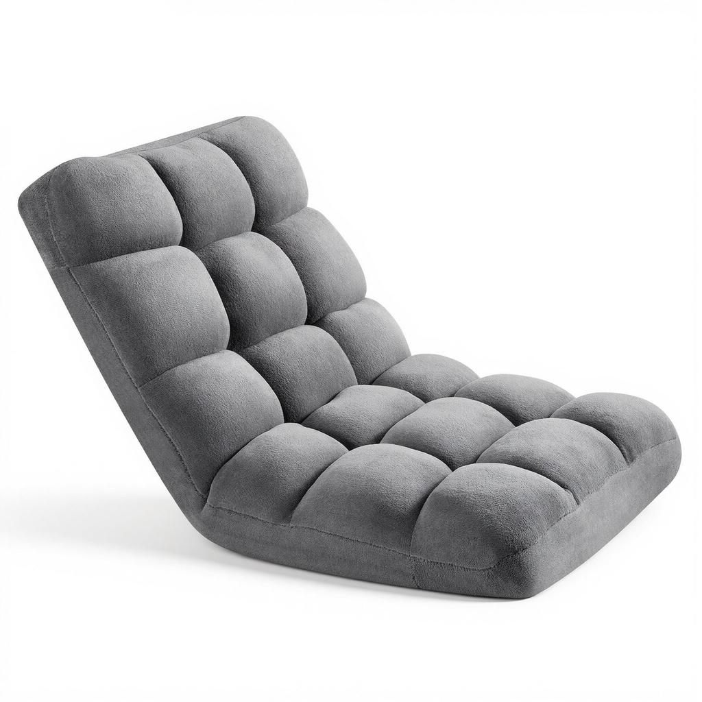 Floor Chair, 14 Adjustable Positions Folding Floor Gaming Chair with Back Support, Sturdy Metal Frame with Recycled Foam and Coral Fleece Surface,