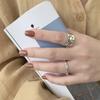 Adjustable Open Face Ring With Smiley Design Plated Copper Unisex Retro Style Statement Jewelry Finger