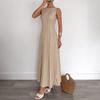 European and American Summer New Simple Commuter Style Solid Color Sleeveless Waist Pressing Dress