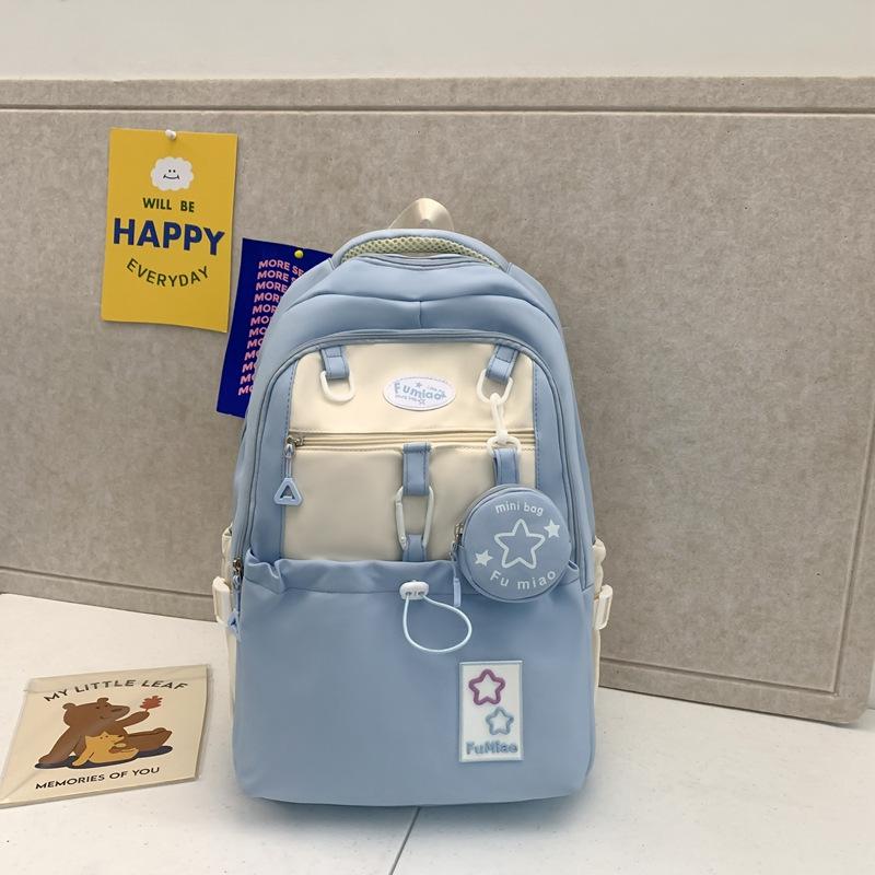 Schoolbag high value Mori fresh and sweet girl heart travel backpack large capacity contrasting color primary and secondary school students cute