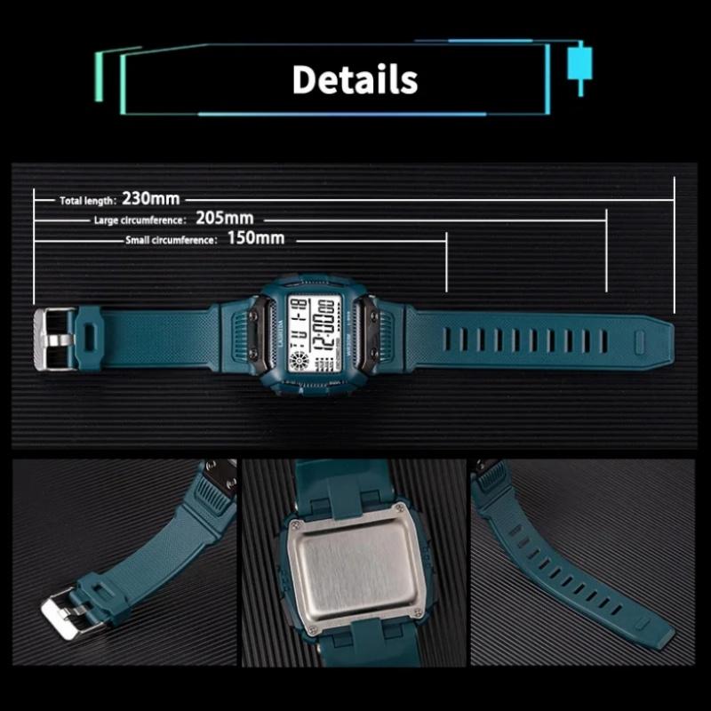 Męskie zegarki sportowe Wodoodporny Zewnętrzny Cyfrowy LED Budzik Zegarek elektroniczny