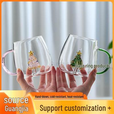 3D Bunter Weihnachtsbaum Glasbecher - Hitzebeständiges Feiertags-Trinkgeschirr