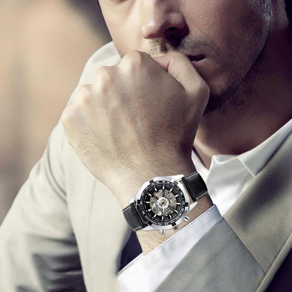 JewelryWe Fashion Casual Business Analog Quartz Leather Christmas Day Gifts Men's Watches, Watches, Display, Watches, Strap, Valentine's