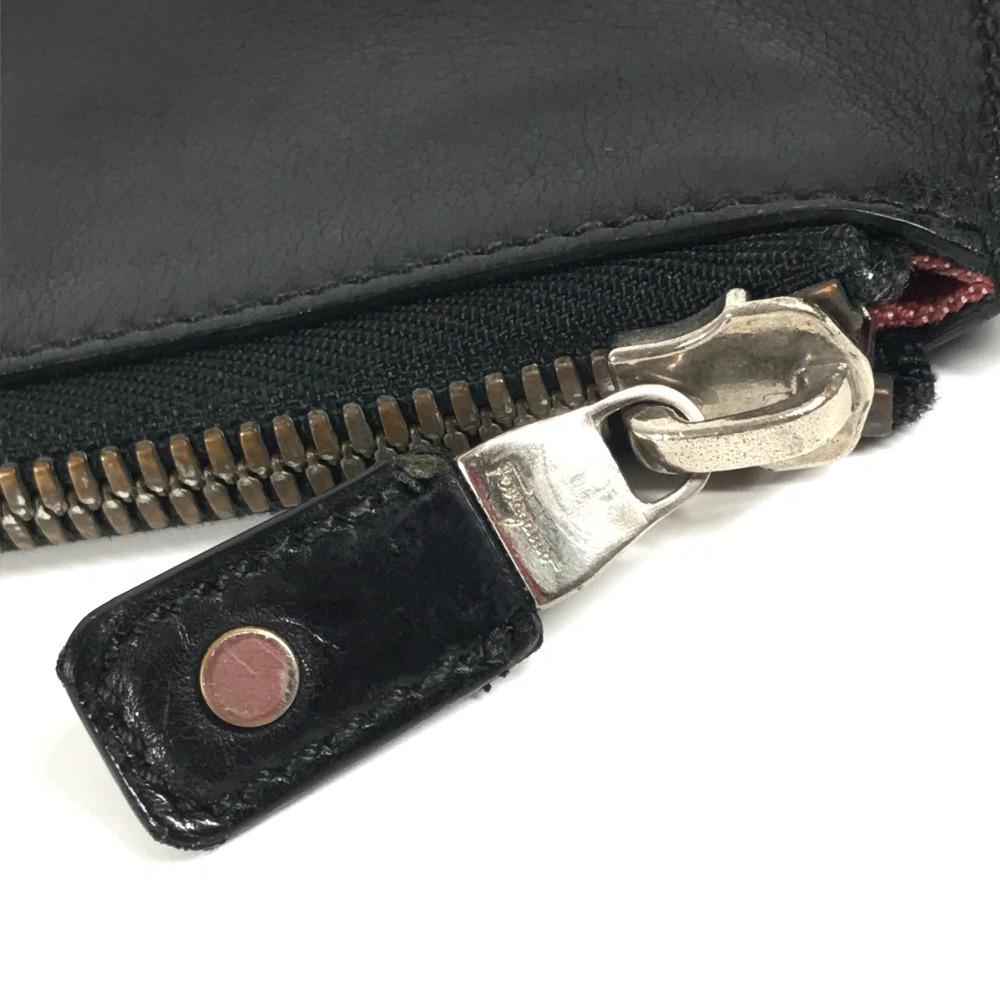 Salvatore Ferragamo Vintage Logo with Strap Bag Pouch Clutch Bag Leather Black