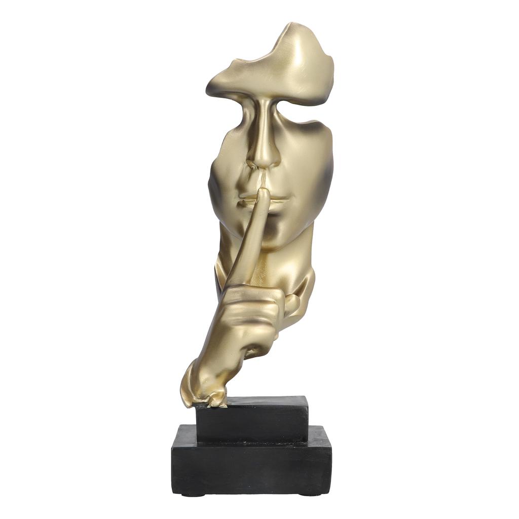 Silence Is A Golden Sculpture Simple Modern Abstract Keep Silent Figurine for Office Home Decor