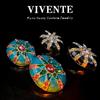 Elegant Cloisonné Enamel Stud Earrings: Retro Court Style, Gold-Plated Copper, Versatile Temperament with New Chinese Design.