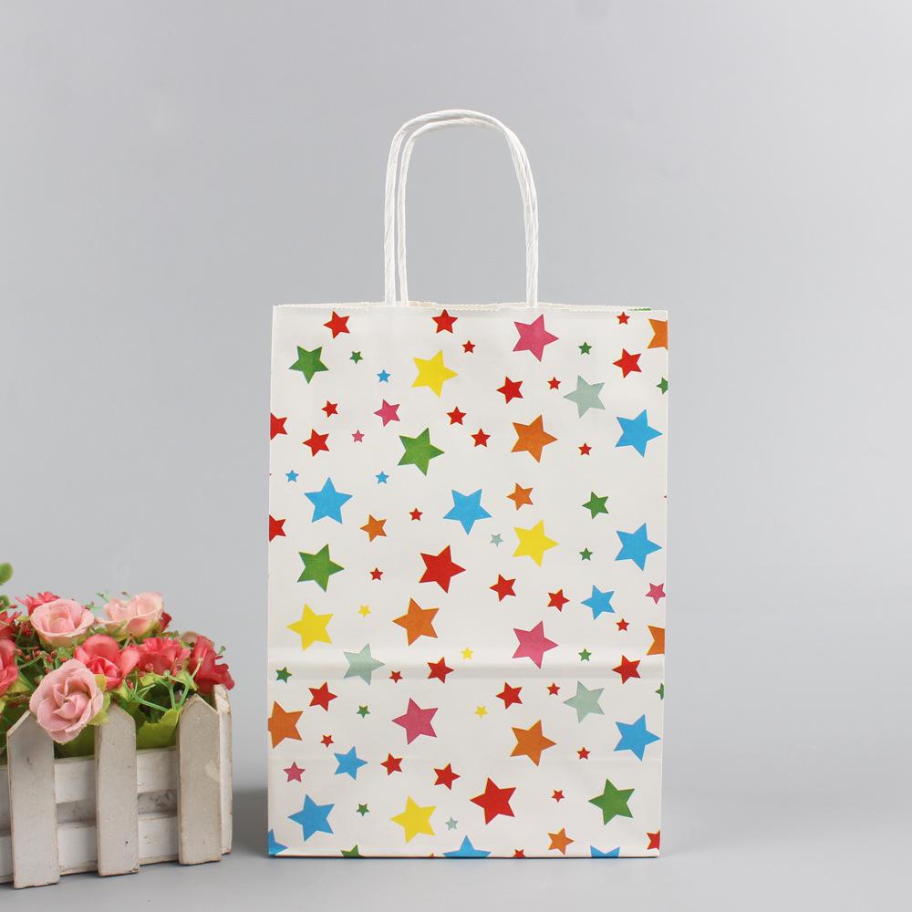 Colorful Polka Dot & Stars Kraft Paper Tote Gift Bags - Exquisite Packaging