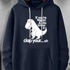 New autumn and winter men's and women's long sleeved hooded sweatshirt, simple and fashionable dinosaur and letter print