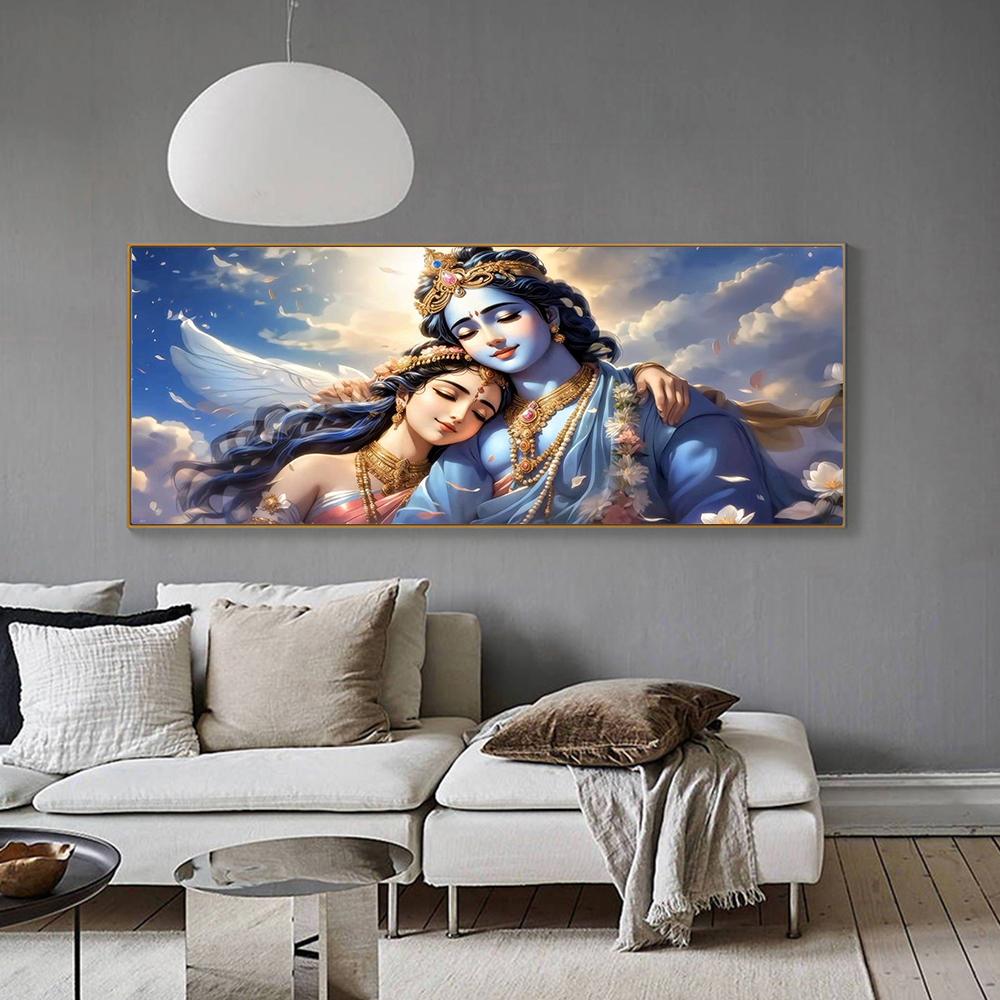 Radha Krishna Art Poster Prints For Living Room Home Decor India Traditional Mythic Culture Lord Canvas Painting Wall Art Gift