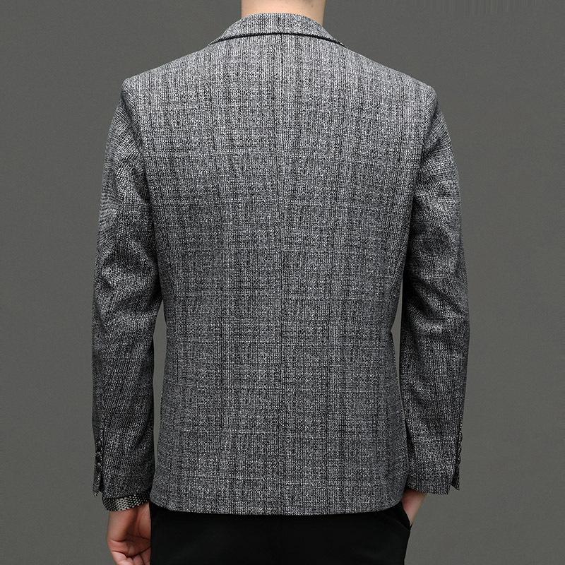 Spring and Autumn New Style Wool Plaid Suit Men's Slim-fitting Non-iron Woolen Small Suit Men's Casual Single Jacket Men